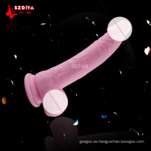 Dildo realista impermeable juguetes flexibles del sexo del pene con el eje texturizado y la taza fuerte de la succión (DYAST375)